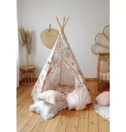 “Flower power” Teepee Tent and Round Mat Set