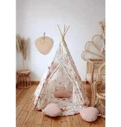 “Flower power” Teepee Tent and Round Mat Set