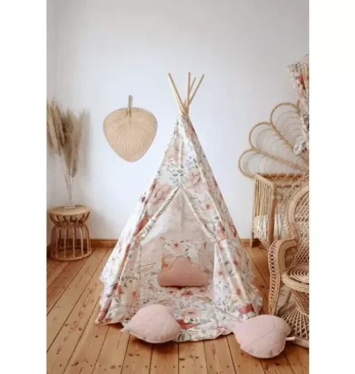 “Flower power” Teepee Tent and Round Mat Set