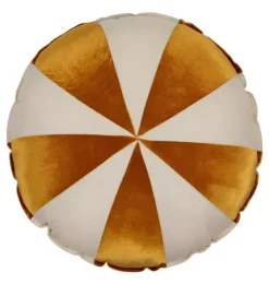 “Gold Circus” Round Patchwork Pillow