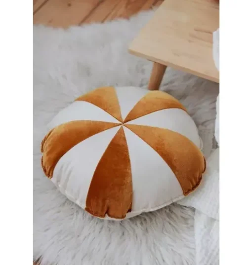 “Gold Circus” Round Patchwork Pillow