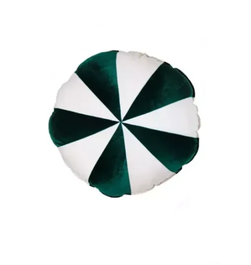 “Green Circus” Round Patchwork Pillow