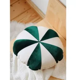 “Green Circus” Round Patchwork Pillow