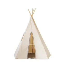 “Grey Pompoms” Teepee Tent with Pompoms