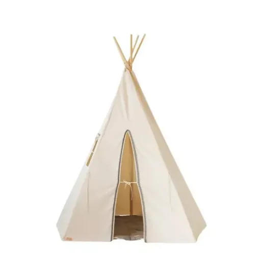 “Grey Pompoms” Teepee Tent with Pompoms