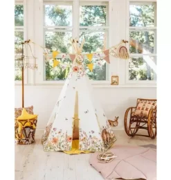 “Wildflowers” Teepee and "Powder Pink" Leaf Mat Set