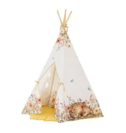 “Wildflowers” Teepee and "Powder Pink" Leaf Mat Set