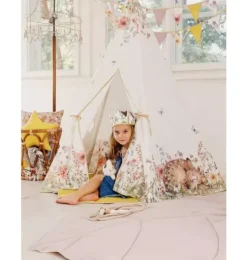 “Wildflowers” Teepee and "Powder Pink" Leaf Mat Set