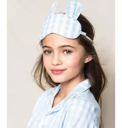 Light Blue Gingham Bunny Eye Mask