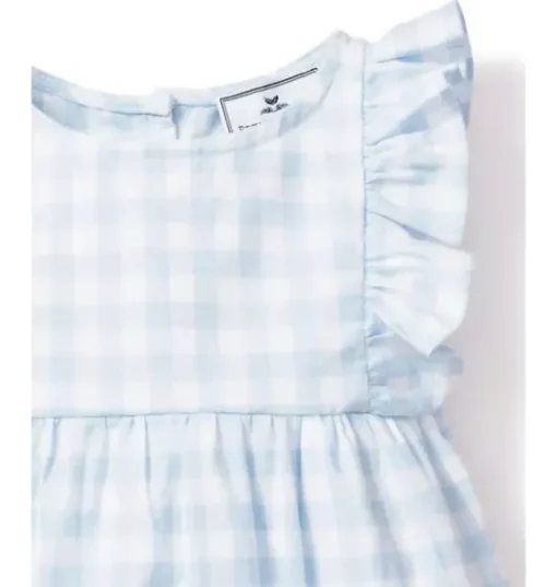 Light Blue Gingham Ruffled Romper