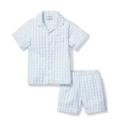Light Blue Gingham Short Set