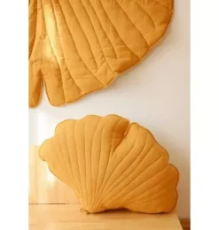 Linen “Mango” Ginkgo Leaf Pillow