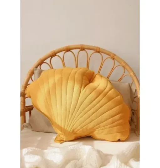 Linen “Mango” Ginkgo Leaf Pillow