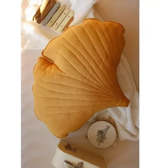 Linen “Mango” Ginkgo Leaf Pillow