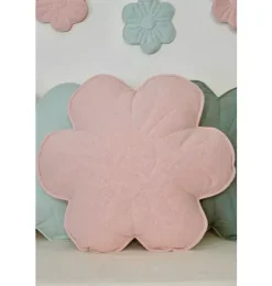 Linen "Light Pink Lily" Flower Pillow