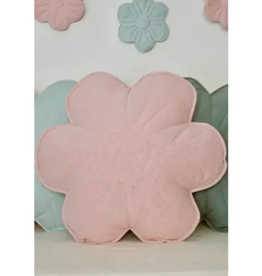 Linen "Light Pink Lily" Flower Pillow