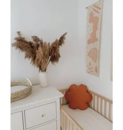 Linen "Papaya" Flower Pillow