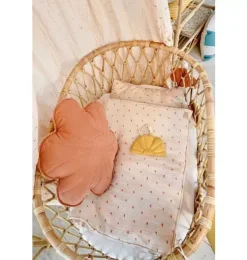 Linen "Papaya" Flower Pillow