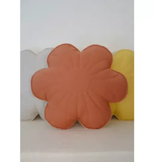 Linen "Papaya" Flower Pillow