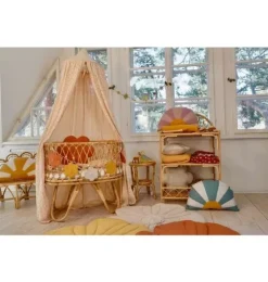Linen "Papaya" Flower Pillow