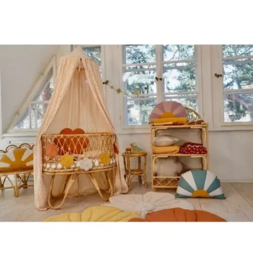 Linen "Papaya" Flower Pillow