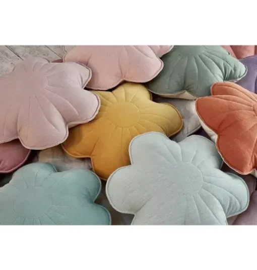 Linen "Papaya" Flower Pillow