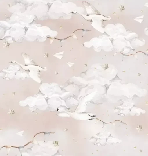 Magic Swans Pink Wallpaper