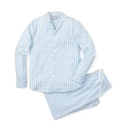 Men's Light Blue Gingham Pajama Set