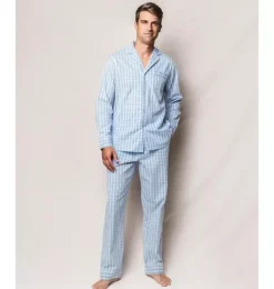Men's Light Blue Gingham Pajama Set
