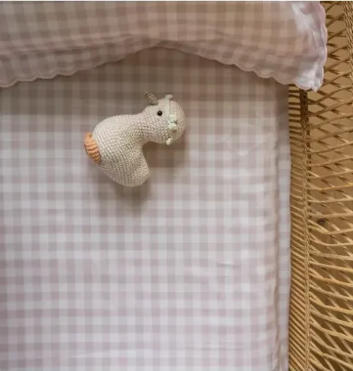 Picnic Gingham Crib Sheet - Pink