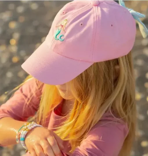 Pink Mermaid Bow Baseball Hat