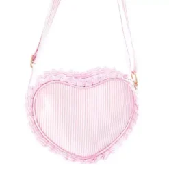 Pink Seersucker Heart Purse