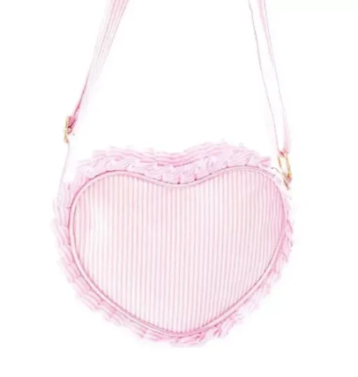 Pink Seersucker Heart Purse