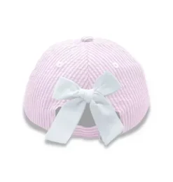 Pink Seersucker Sailboat Bow Baseball Hat