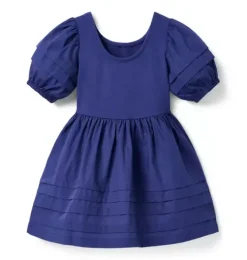 Pintuck Puff Sleeve Dress