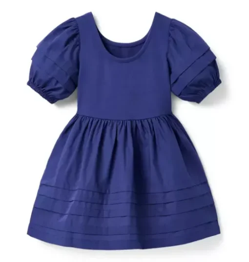 Pintuck Puff Sleeve Dress