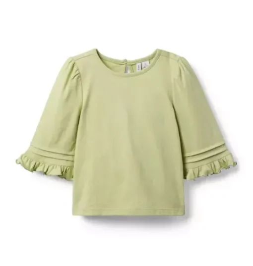 Pintuck Ruffle Sleeve Top