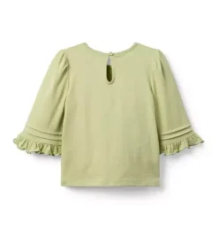 Pintuck Ruffle Sleeve Top