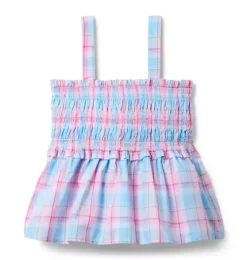 Plaid Bow Smocked Top