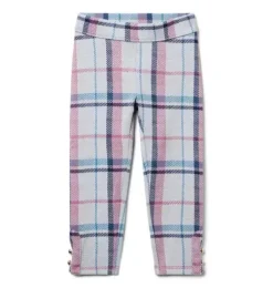 Plaid Button Cuff Jacquard Pant