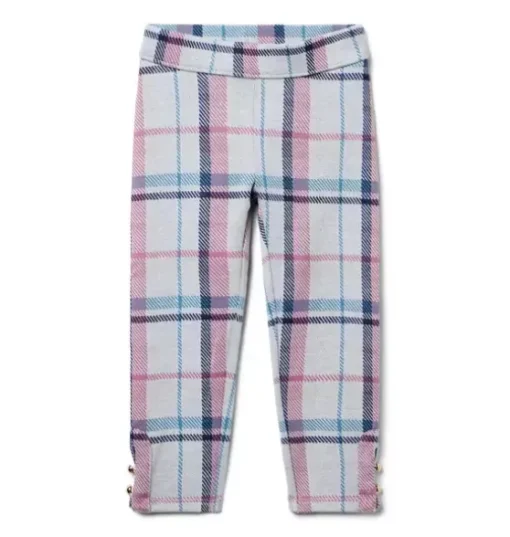 Plaid Button Cuff Jacquard Pant
