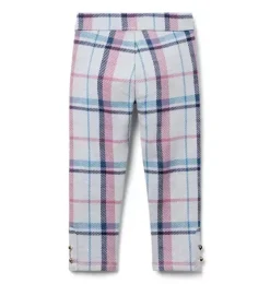 Plaid Button Cuff Jacquard Pant