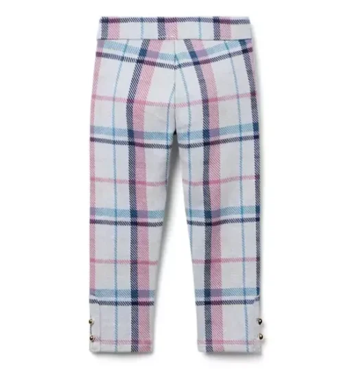 Plaid Button Cuff Jacquard Pant