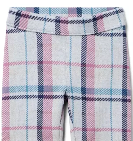 Plaid Button Cuff Jacquard Pant