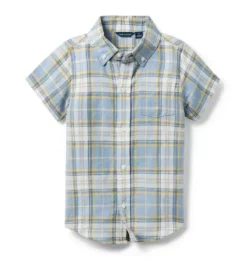 Plaid Linen-Cotton Shirt