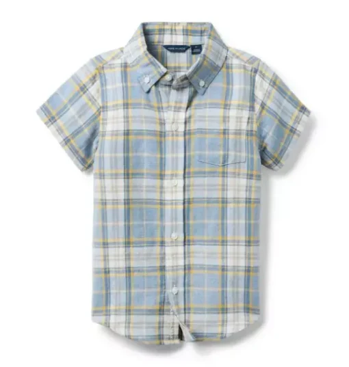 Plaid Linen-Cotton Shirt