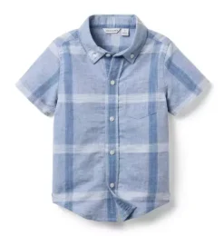 Plaid Linen-Cotton Shirt