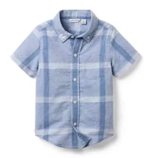 Plaid Linen-Cotton Shirt