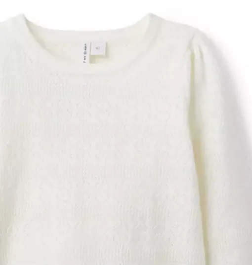 Pointelle Bell Sleeve Sweater