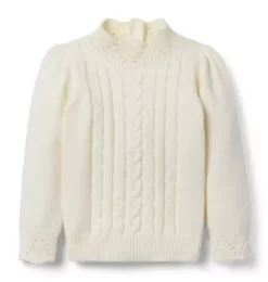 Pointelle Cable Knit Sweater